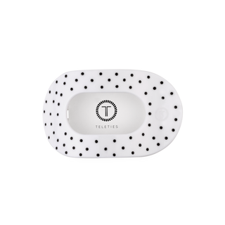 Teleties White Polka Dot Party Medium Flat Round Hair Clip