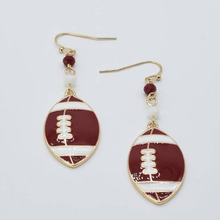 Maroon Football Dangle Earrings