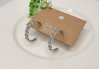Silver/CZ Double Layer Hoop Earrings