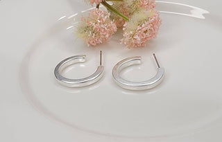 Brushed Silver Hoop Earrings
