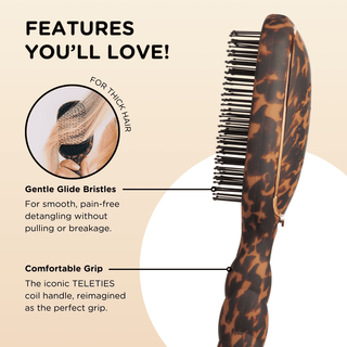 Teleties Detangler Brush for Thick Hair - Tortoise