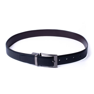 Men's Black/Brown Reversible Belt with Silver Buckle