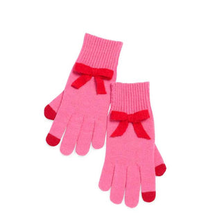 Pink/Red Bow Touchscreen Gloves