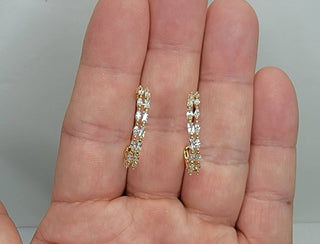 Gold/CZ Double Layer Hoop Earrings