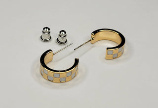 Mini Checkered Hoop Earrings