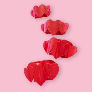 Flat Hair Clip | Small | Red Heart to Heart