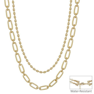 Gold Double Layered Chain/Beaded Necklace