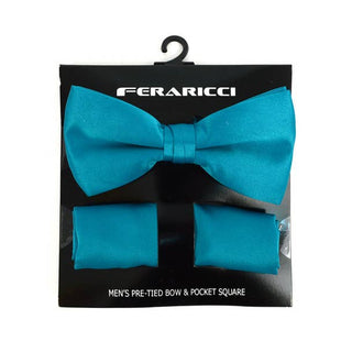 Peacock Men's Banded Bow Tie and Pocket Square