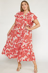 Plus Red Floral Maxi Dress