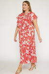 Plus Red Floral Maxi Dress