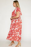 Plus Red Floral Maxi Dress