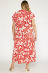 Plus Red Floral Maxi Dress