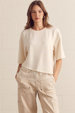 Ecru Lace Hem Top