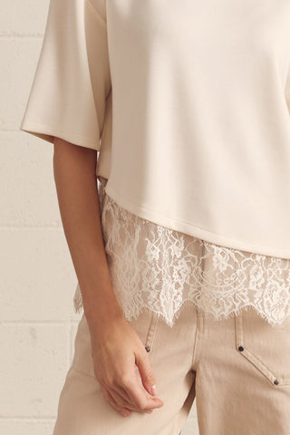 Ecru Lace Hem Top