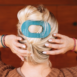 Teleties Teal With It Large Flat Round Hair Clip