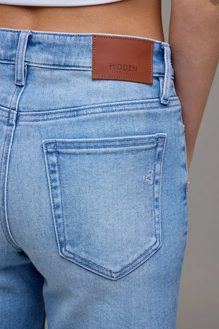 Hidden Jeans Ella Medium Wash Mid Rise Stretch Cropped Classic Straight Jean