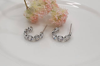Dainty Silver/CZ Hoop Earrings