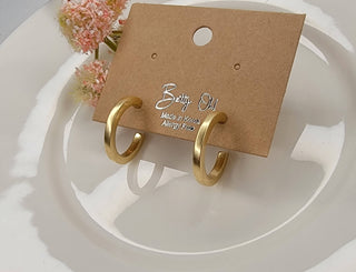 Brushed Gold Hoop Earrings
