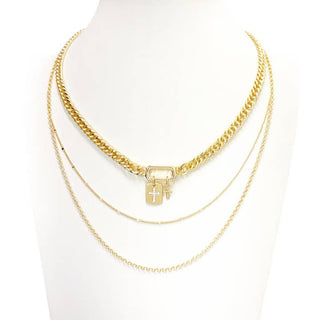 Gold Chain Layered Cross Charm Necklace