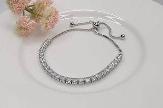 Silver CZ Adjustable Slide Bracelet