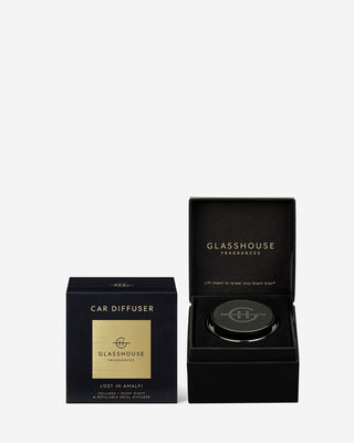 Glasshouse Fragrances Black/Gold Car Diffuser w/ Lost in Amalfi Scent Disk