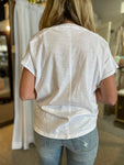 Off White V-Neck Slub Tee