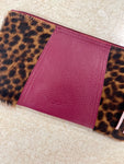 Soruka Jenna Print Leather Wristlet - Burgundy/Leopard