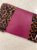 Soruka Jenna Print Leather Wristlet - Burgundy/Leopard