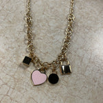 Jazzy Pink Gold/Pink Heart Charm Necklace