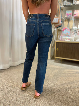 KUT from the Kloth Elizabeth High Rise Fab Ab Straight Leg Jean - Resounding Wash Dark