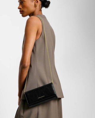 Katie Loxton Zea Patent Crackle Purse Crossbody - Black Patent