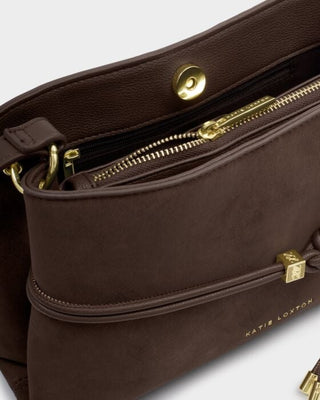 Katie Loxton Lori Suedette Belted Crossbody Bag - Bitter Chocolate