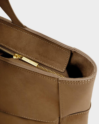 Katie Loxton Taya Woven Suedette Tote Bag - Caramel
