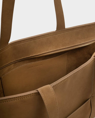 Katie Loxton Taya Woven Suedette Tote Bag - Caramel