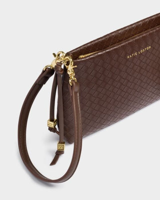 Katie Loxton Nova Woven Small Shoulder Bag - Chocolate