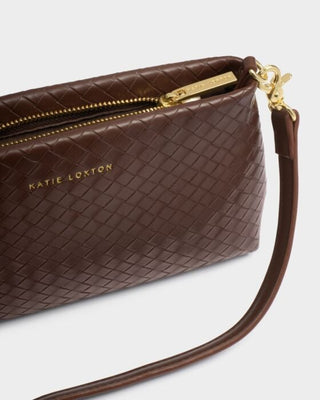 Katie Loxton Nova Woven Small Shoulder Bag - Chocolate