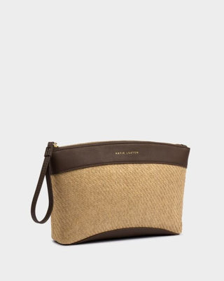 Katie Loxton Wristlet Raffia Clutch - Bitter Chocolate