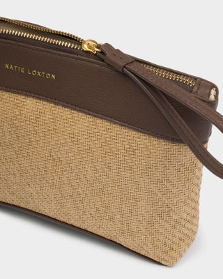 Katie Loxton Wristlet Raffia Clutch - Bitter Chocolate