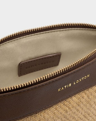 Katie Loxton Wristlet Raffia Clutch - Bitter Chocolate