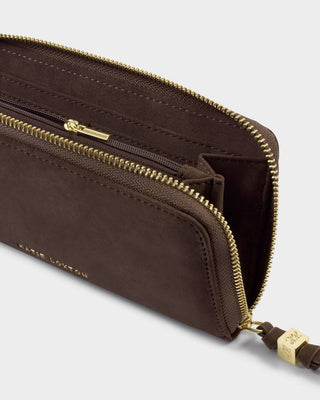 Katie Loxton Large Suedette Wallet - Bitter Chocolate