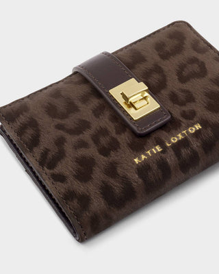 Katie Loxton Orin Twist Lock Wallet - Chocolate Leopard