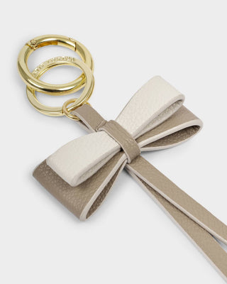 Katie Loxton Bow Charm Keychain - Taupe/Off White