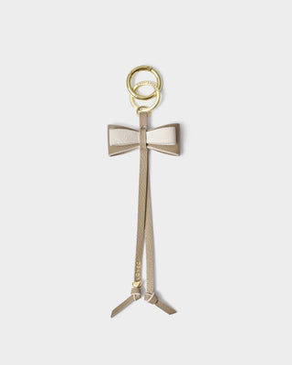 Katie Loxton Bow Charm Keychain - Taupe/Off White