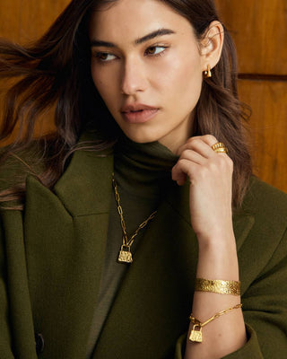 Katie Loxton Luxe Lock Textured Waterproof Gold Bangle