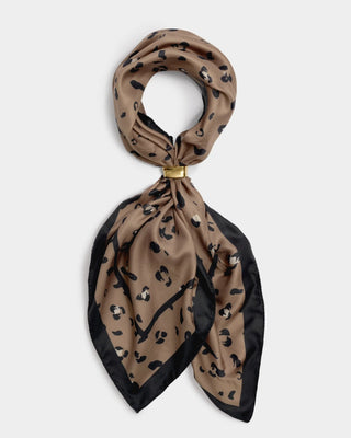Katie Loxton Satin Multiway Scarf - Classic Leopard - Mocha/Black