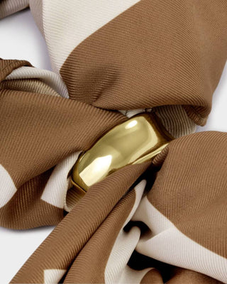 Katie Loxton Satin Multiway Scarf - Checkered - Off White/Caramel