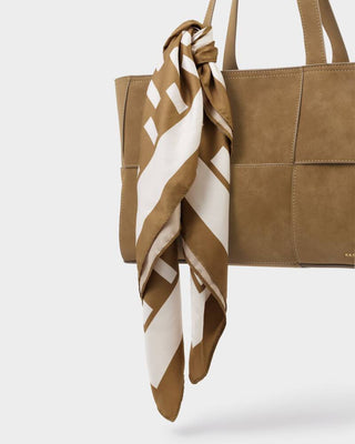 Katie Loxton Satin Multiway Scarf - Checkered - Off White/Caramel