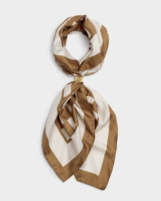 Katie Loxton Satin Multiway Scarf - Checkered - Off White/Caramel
