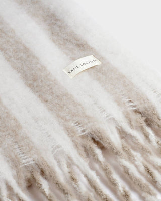 Katie Loxton Recycled Striped Tassel Scarf - Off White/Sand