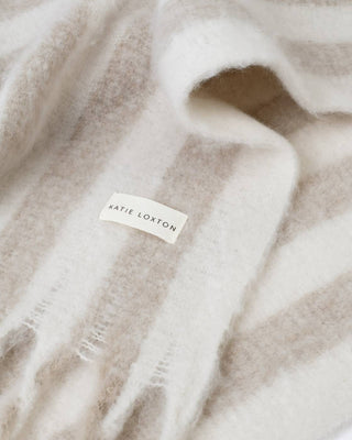 Katie Loxton Recycled Striped Tassel Scarf - Off White/Sand